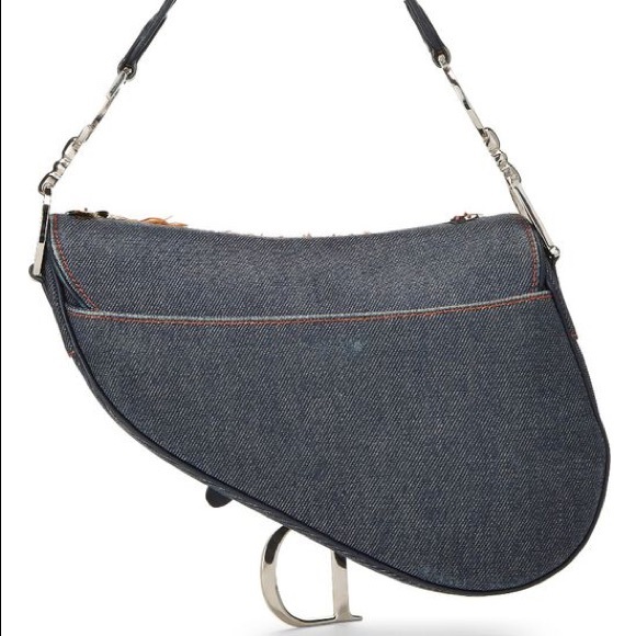 CHRISTIAN DIOR ICONIC RARE DENIM EMBELLISHED SADDLE BAG DIOR HANDBAG - Picture 5 of 8